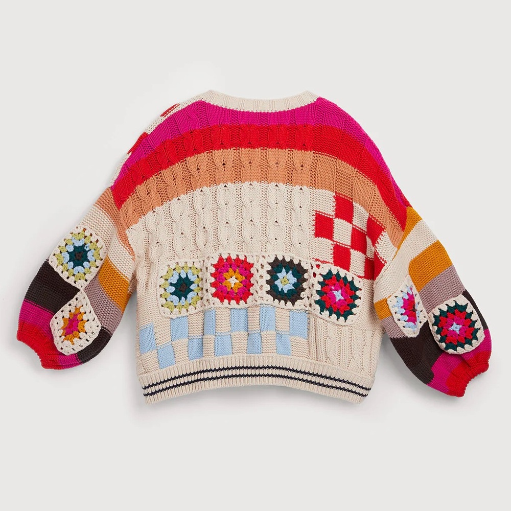 Anthropologie -SAACHI Square Checkered Multi Pattern Cardigan Sweater - Picture 4 of 7